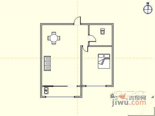 华西小区1室1厅1卫54㎡户型图