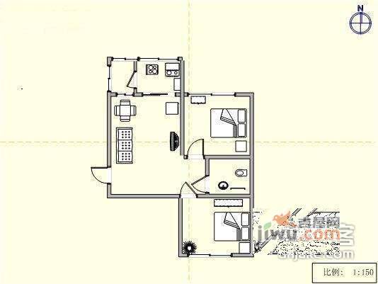 泊林阳光2室1厅1卫83㎡户型图