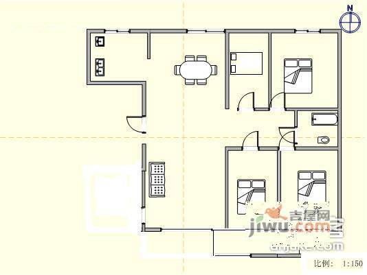 亿达国际新城4室2厅2卫144㎡户型图