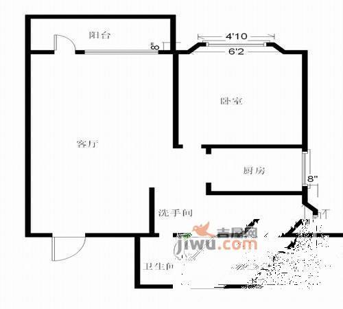 海富经典1室1厅1卫72㎡户型图