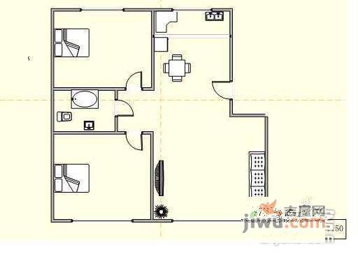 北欧假日2室2厅1卫125㎡户型图