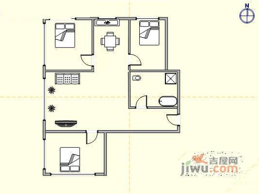 北欧假日3室2厅1卫130㎡户型图