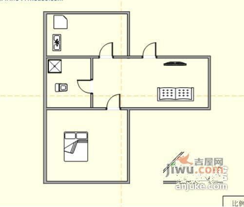 泡崖二区1室1厅1卫48㎡户型图