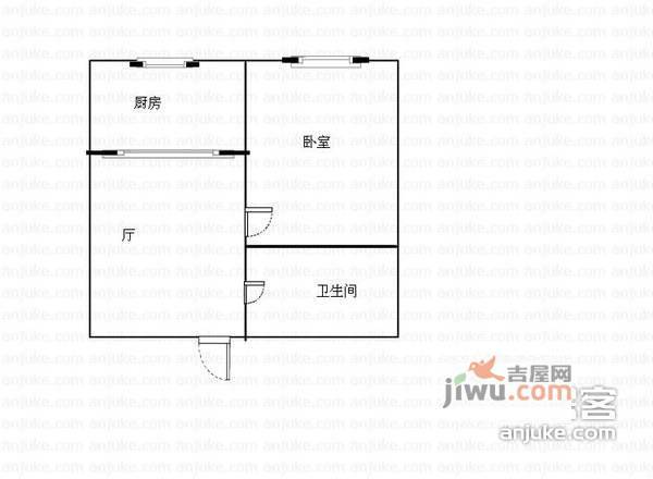 泡崖二区1室1厅1卫48㎡户型图