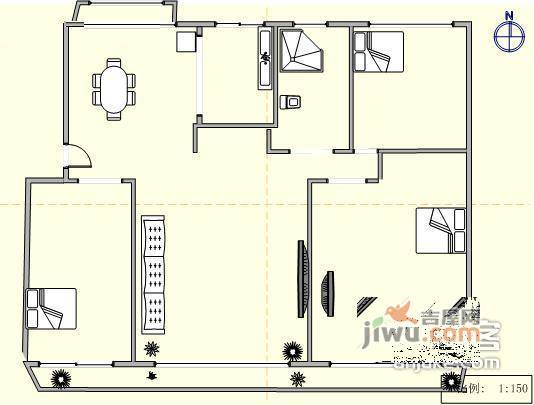 西山阳光水岸3室2厅2卫165㎡户型图