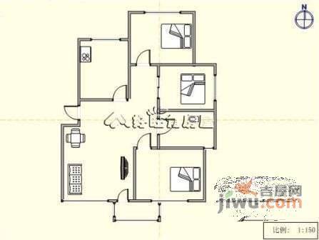 弘基书香园3室2厅1卫168㎡户型图