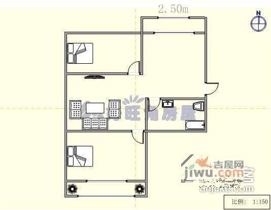 水映西山2室2厅1卫102㎡户型图