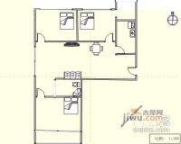 水映西山3室2厅1卫88㎡户型图