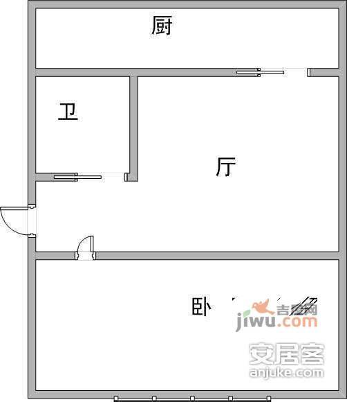 甘井子车站1室1厅1卫56㎡户型图