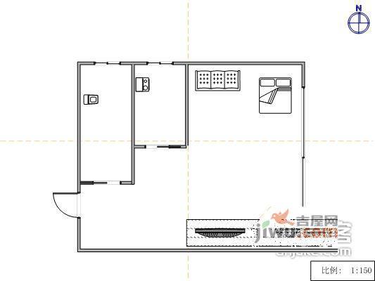 北府花园1室1厅1卫62㎡户型图