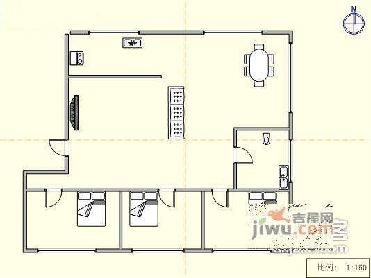 北府花园3室2厅1卫151㎡户型图