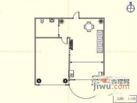 香洲心城1室1厅1卫53㎡户型图