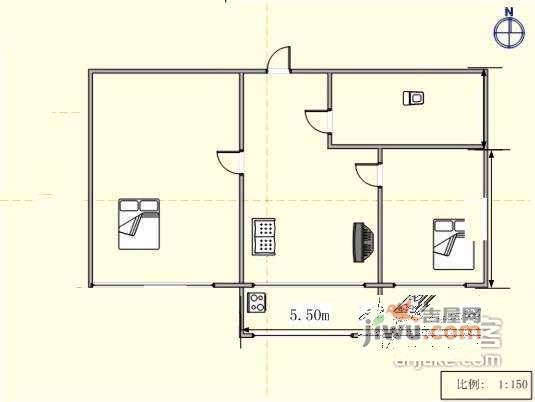 金三角散盘2室1厅1卫83㎡户型图