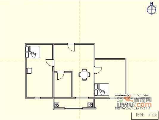 锦江园2室1厅1卫80㎡户型图