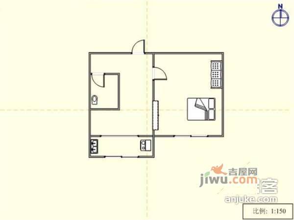 锦江园1室1厅1卫58㎡户型图