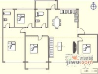 万达华府B区4室2厅2卫214㎡户型图