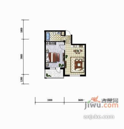 晶品枫林1室1厅1卫64㎡户型图