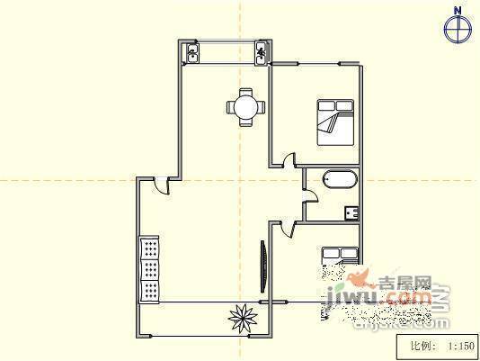 倚山里小区2室2厅1卫107㎡户型图