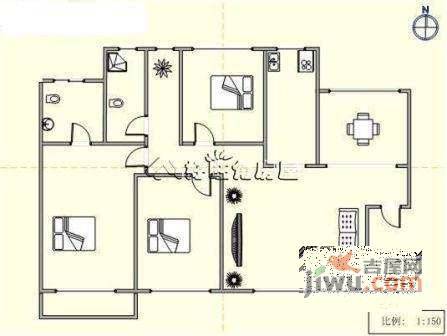 万科假日风景3室2厅1卫165㎡户型图