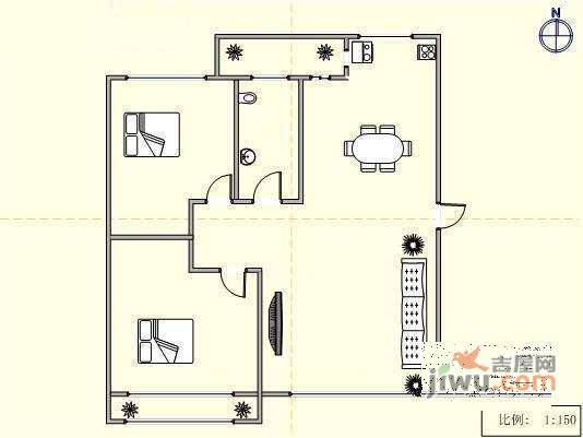 万科假日风景2室2厅1卫188㎡户型图