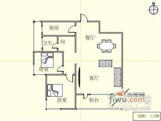 万科假日风景2室2厅1卫188㎡户型图