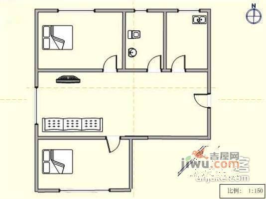 福佳华东人家2室1厅1卫89㎡户型图