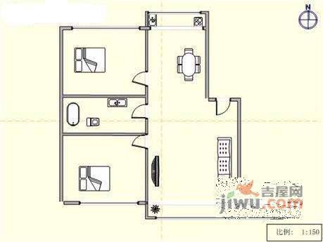 侯二小区2室2厅1卫102㎡户型图