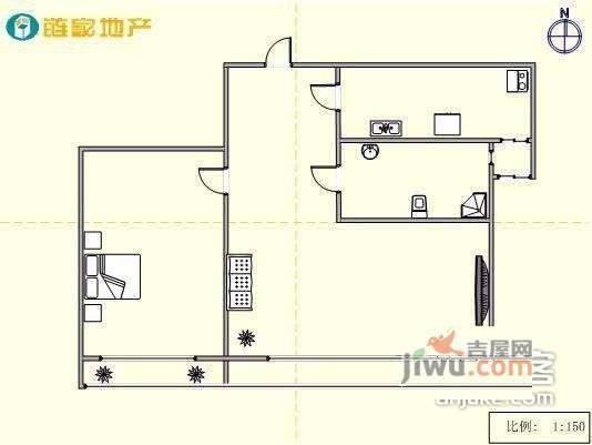 美域盛景1室2厅1卫70㎡户型图