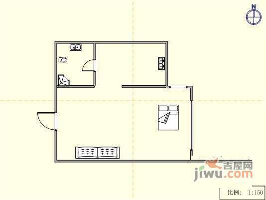 幸福里1室1厅1卫72㎡户型图