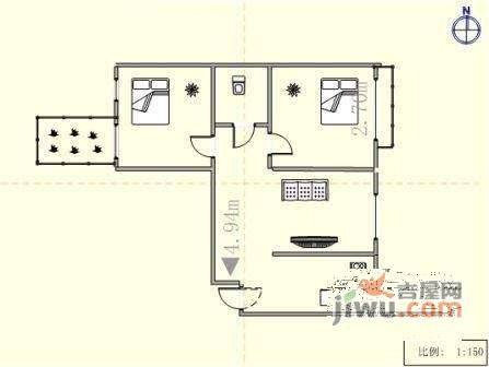 中海英伦观邸2室2厅1卫84㎡户型图