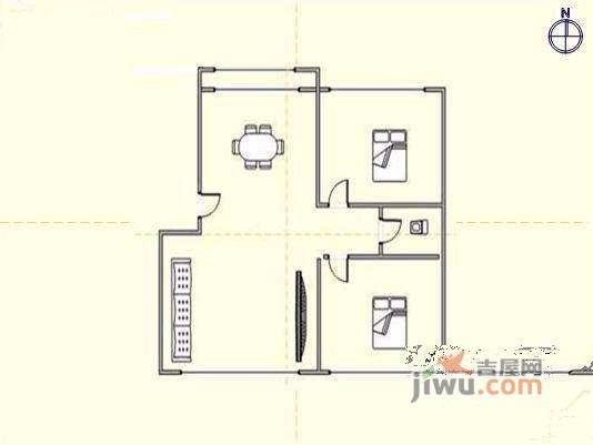 海桥园2室2厅1卫107㎡户型图