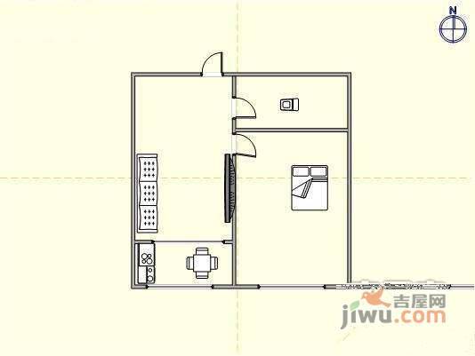 美林园1室1厅1卫59㎡户型图