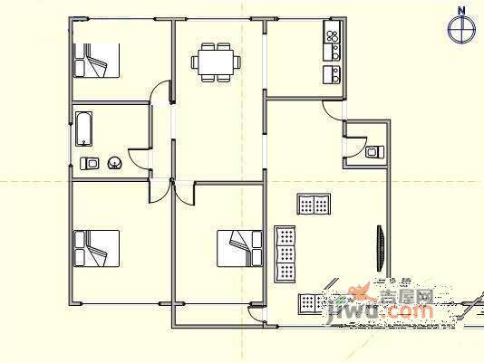 江都春华园3室2厅2卫140㎡户型图