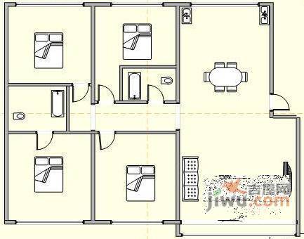 鹏辉广场4室2厅2卫144㎡户型图