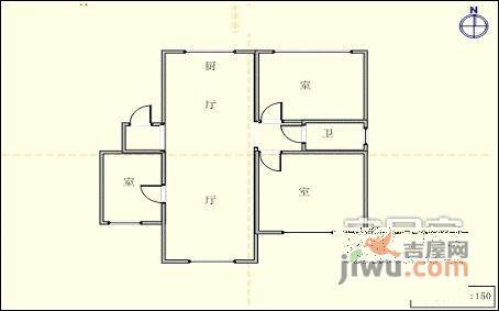 北岗新居3室2厅1卫123㎡户型图