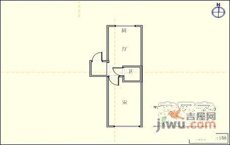 北岗新居1室1厅1卫48㎡户型图
