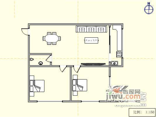 金盛家园2室1厅1卫123㎡户型图