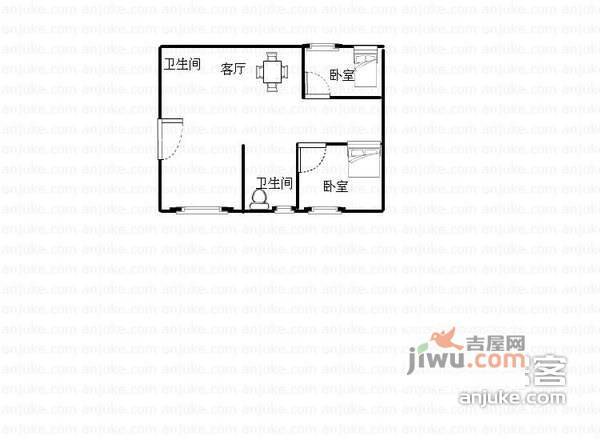 新苑小区2室1厅1卫76㎡户型图