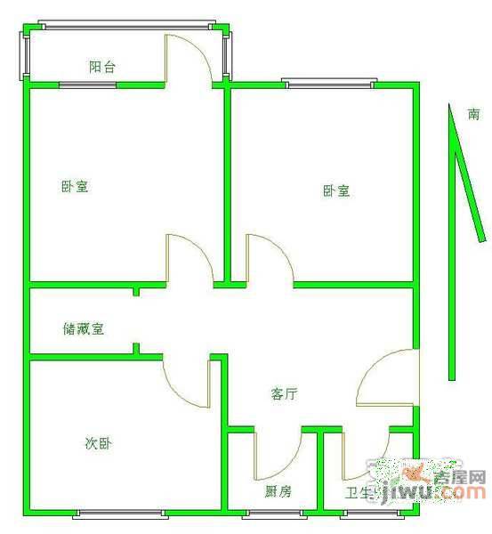 圆通公寓1室1厅1卫户型图