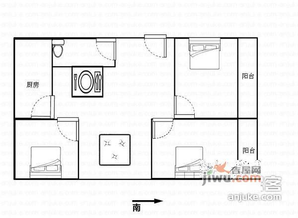 龙世太阳花园3室2厅2卫139㎡户型图