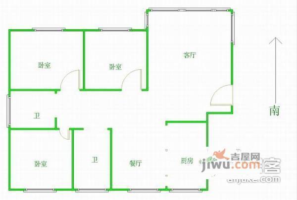 环湖苑3室2厅1卫户型图