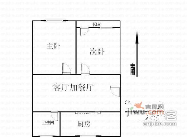 东坊雅居2室1厅1卫66㎡户型图