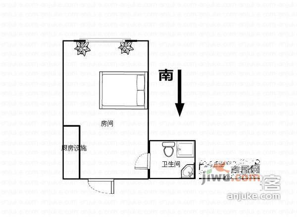 东坊雅居1室0厅1卫户型图