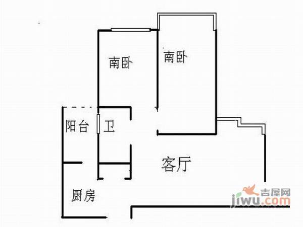 江大新村2室1厅1卫81㎡户型图