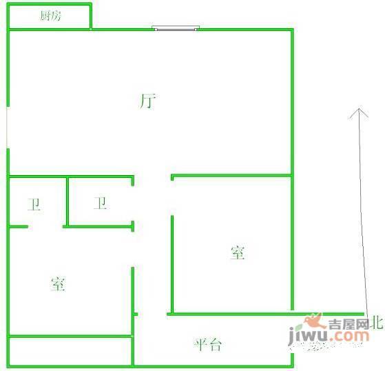 世家名门2室2厅1卫112㎡户型图