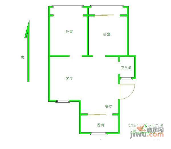 鸿发家园2室2厅1卫110㎡户型图