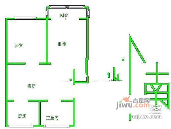 清扬康城1室1厅1卫50㎡户型图