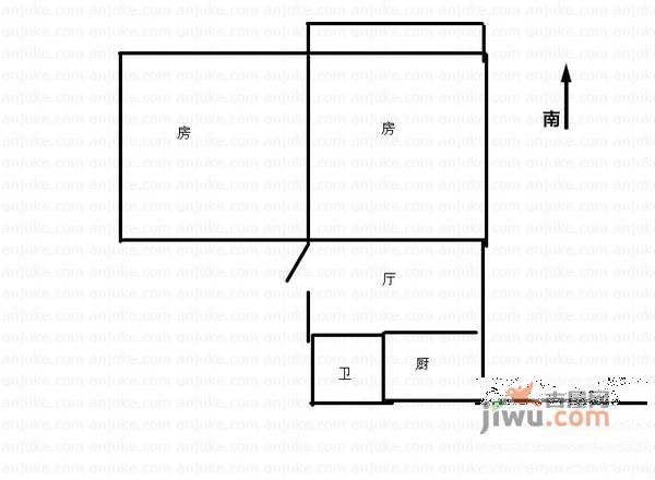 小木桥小区2室1厅1卫户型图