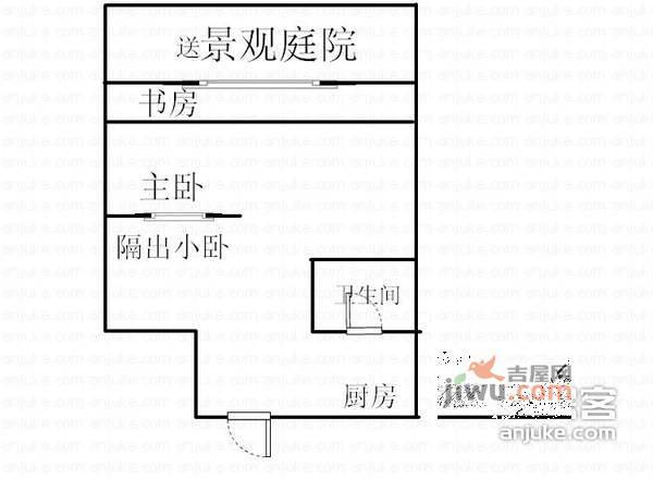 东方瑞景苑1室1厅1卫43㎡户型图