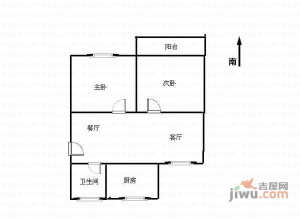 锡州小区2室2厅1卫87㎡户型图